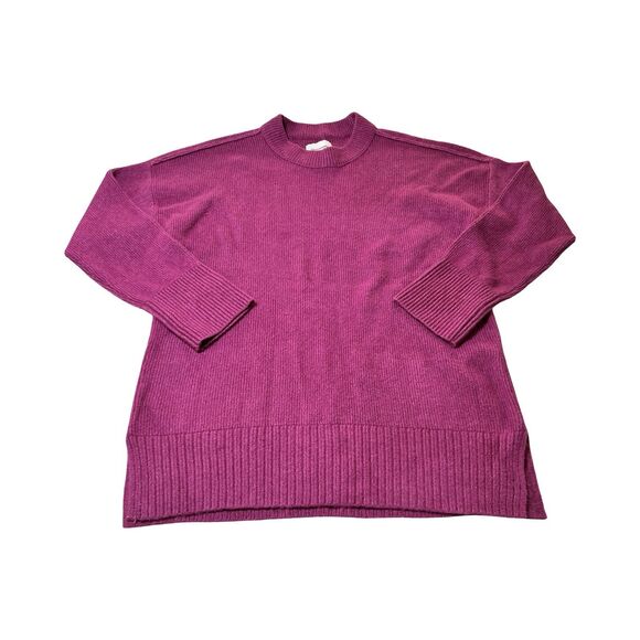 Abercrombie & Fitch Women’s M Magenta Ribbed Crewneck Sweater Preppy Minimalist - Picture 1 of 4